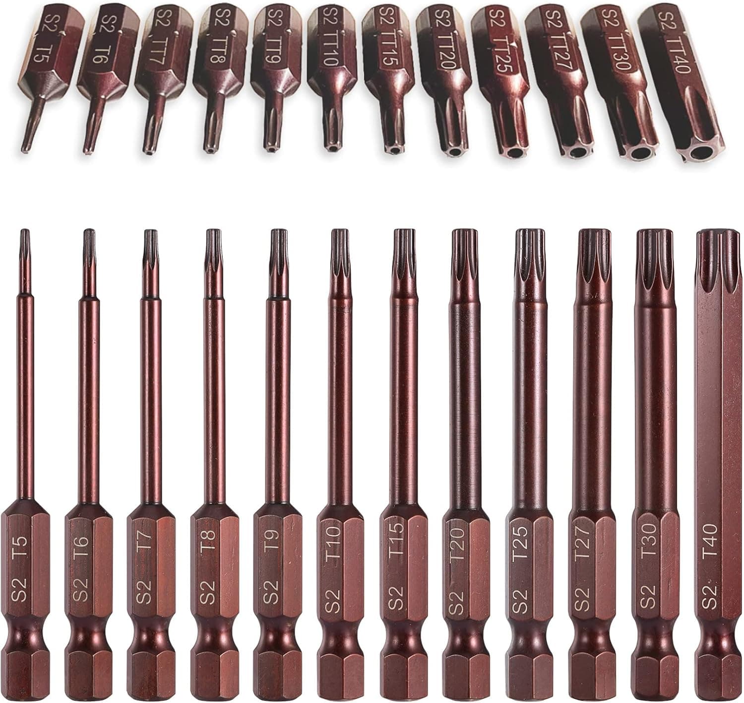 Torx Bits Set, PTSLKHN 24PCS Security Torx Bit Set, High Hardness S2 Alloy Steel, Magnetic, Anti-rust