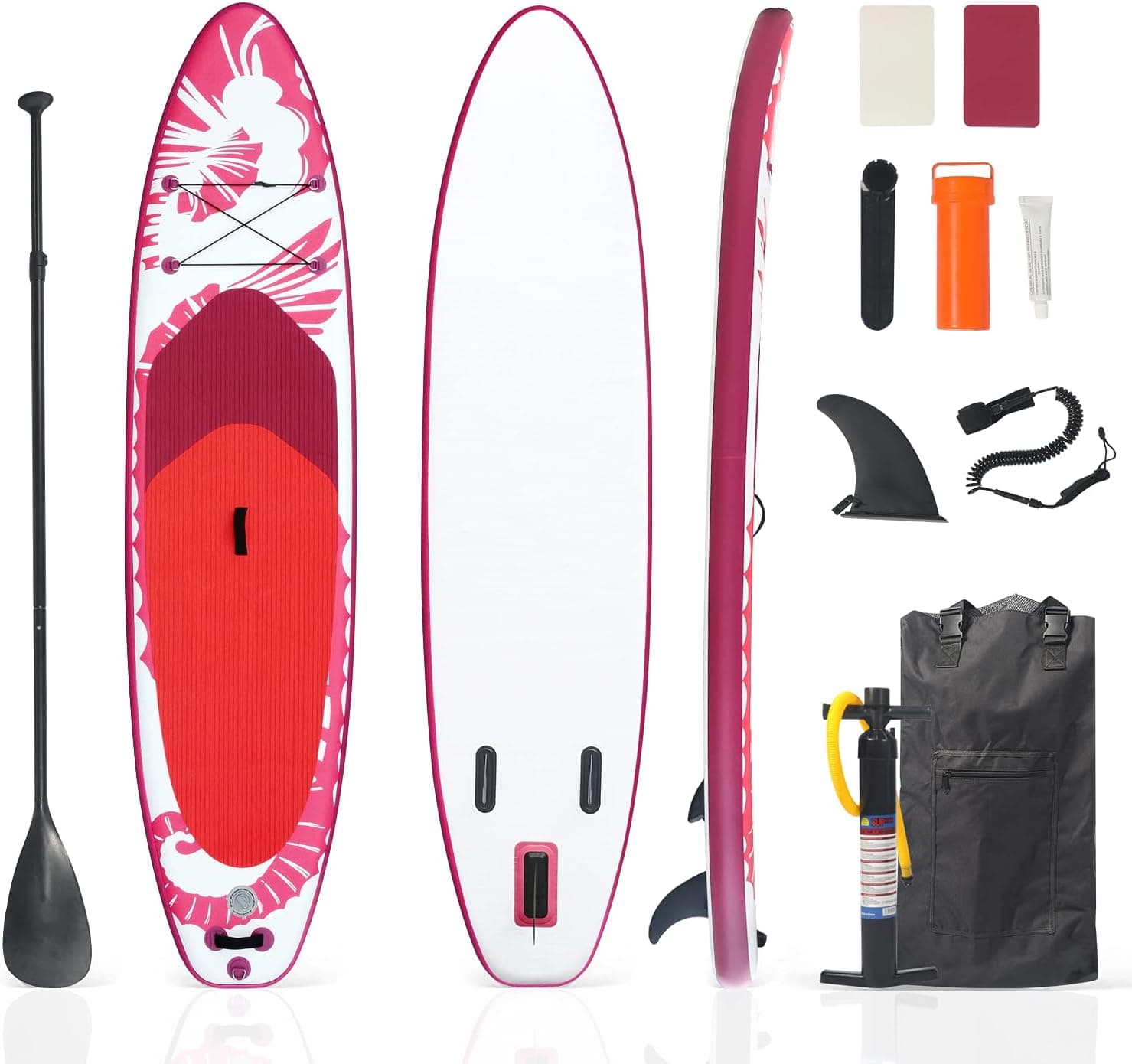 Libote Inflatable Paddle Board, 10'6'' 30'' 6''  (Red/Pink)