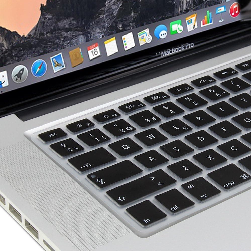 GMYLE Black Silicon Keyboard Cover for MacBook Air Pro 13 15 15 Pro Retina 17 US Model (Spanish Language)