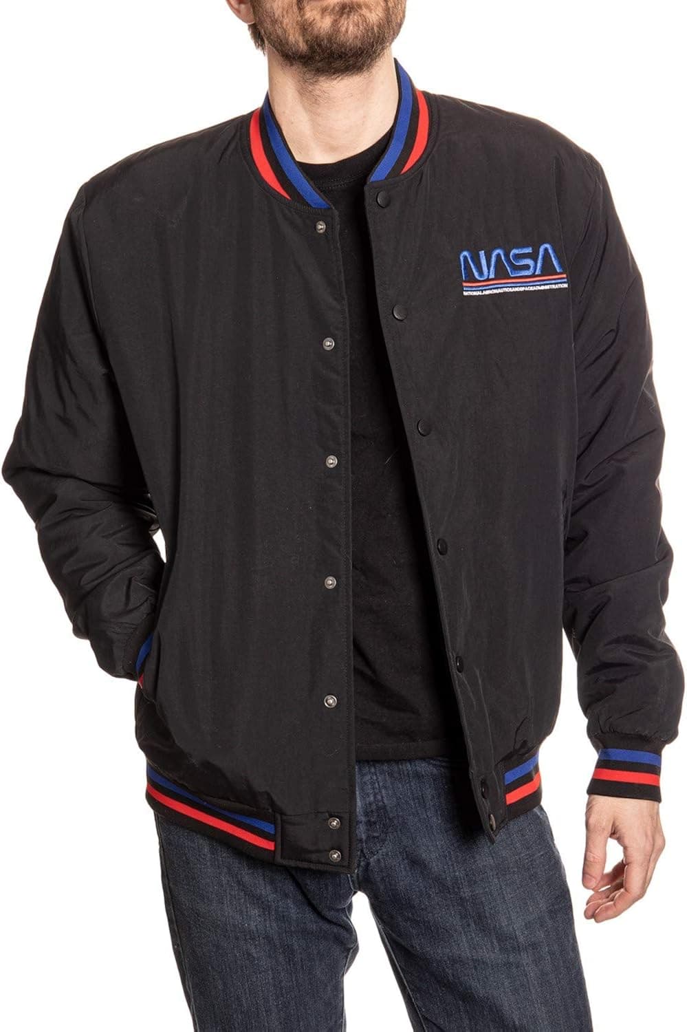 Calhoun Men's NASA Bomber Jacket Lightweight Varsity Style