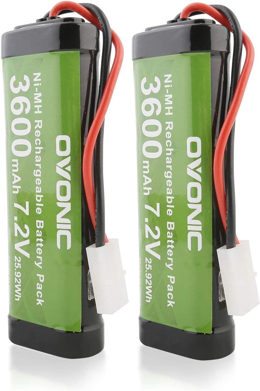 OVONIC 7.2V 3600mAh RC Battery High Capacity NiMH Battery with Tamiya Connector for RC Car RC Truck RC Boat LOSI Associated HPI Kyosho Tamiya Quadcopter Drone Hobby(2 Pack)