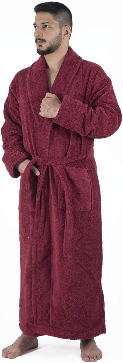 Arvec Men's Turkish Cotton Full Ankle Length Original Terry Shawl Collar Bathrobe