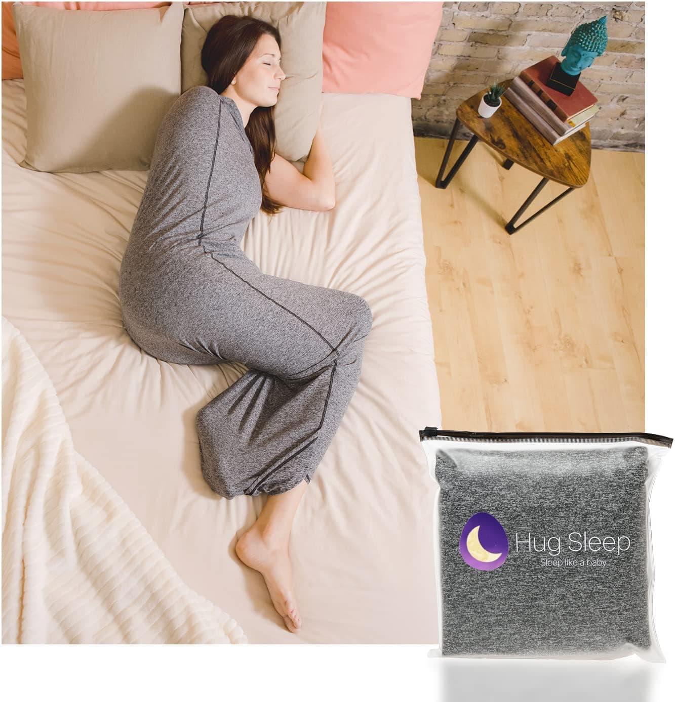 Hug Sleep, Sleep Pod Move The Original Cooling Machine Washable Wearable Blanket + Weighted Blanket Alternative As Seen on Shark Tank for Men, Women, Teens, and Kids, Grey, Medium