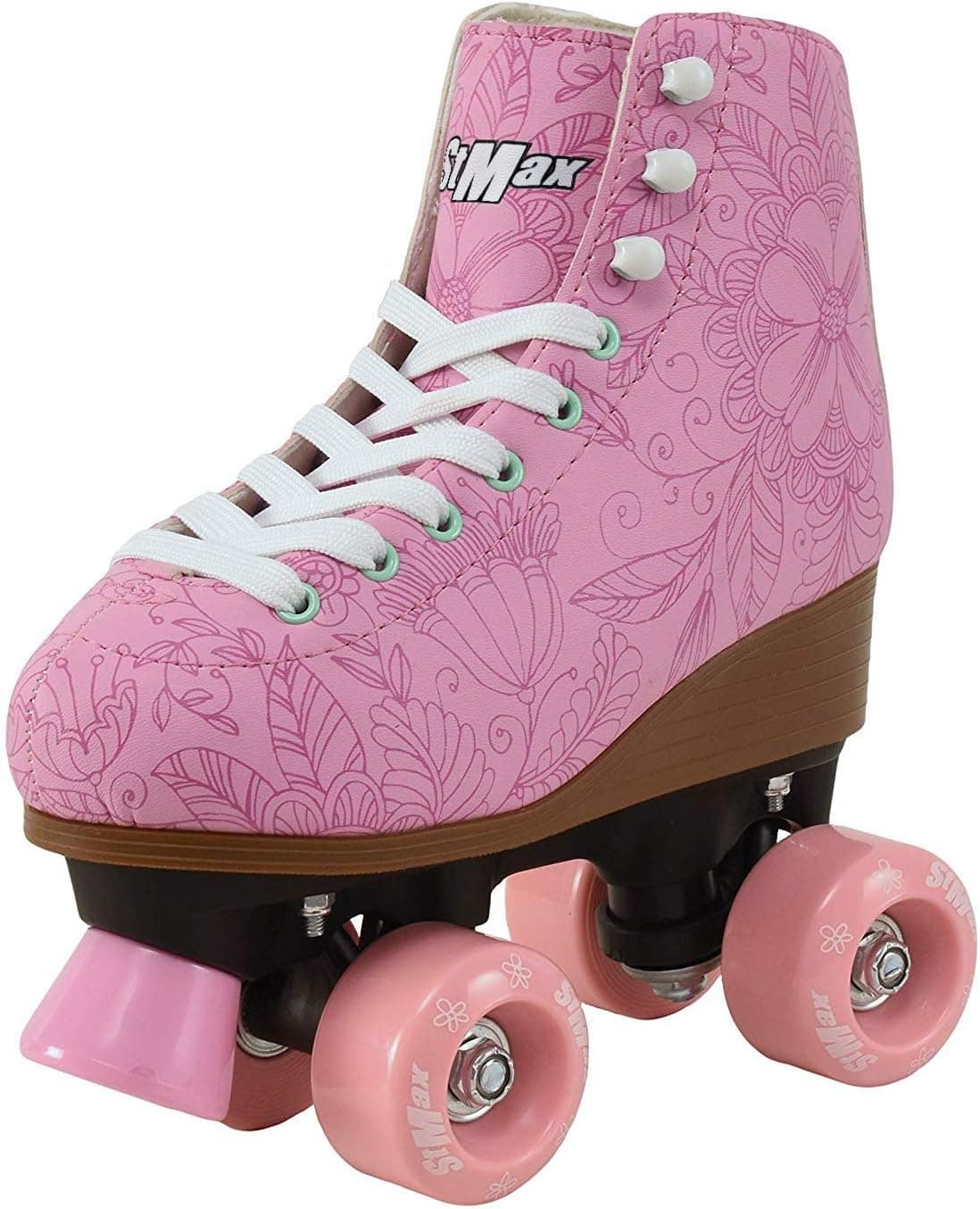 StMax Quad Roller Skates for Girls and Women- Size 2.5 Youth to 8.5 Women - Outdoor, Indoor and Rink Skating- Classic, Hightop and Fashionable Design (Pink 32)