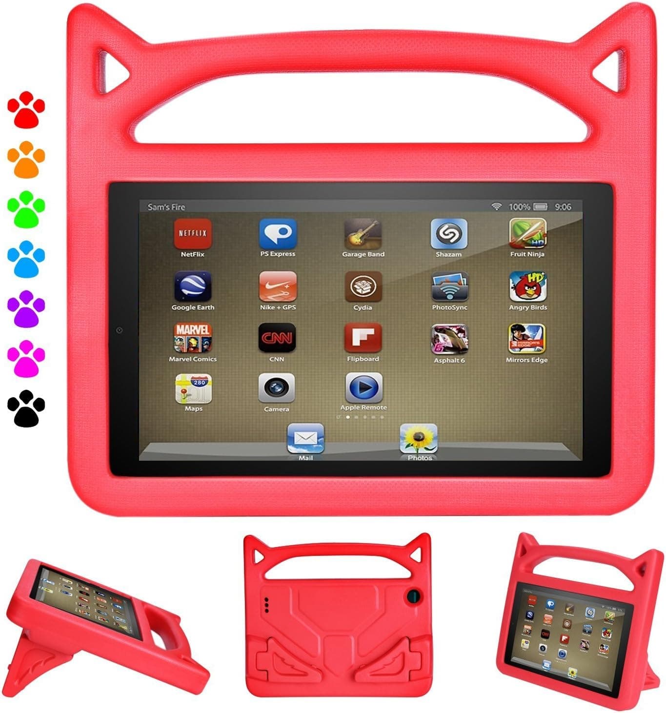 Amazon Fire HD 8 Tablet Case, Shockproof Handle Friendly Convertible Stand Kids Case for Fire HD 8 inch Tablet (Compatible with 7th and 8th Generation Tablets, 2017 and 2018 Releases), Red