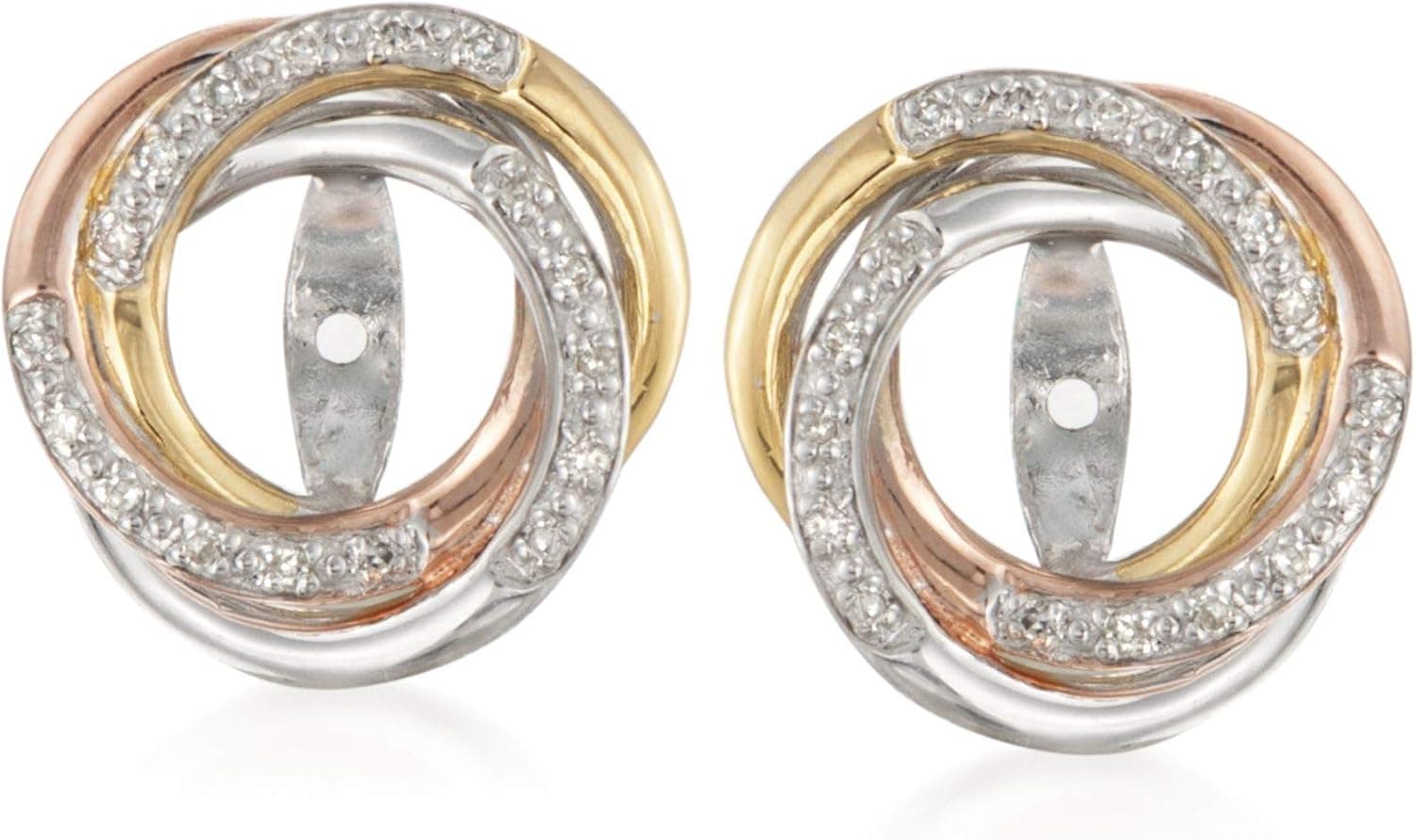 Ross-Simons 0.10 ct. t.w. Diamond Swirl Earring Jackets in Tri-Colored Sterling Silver