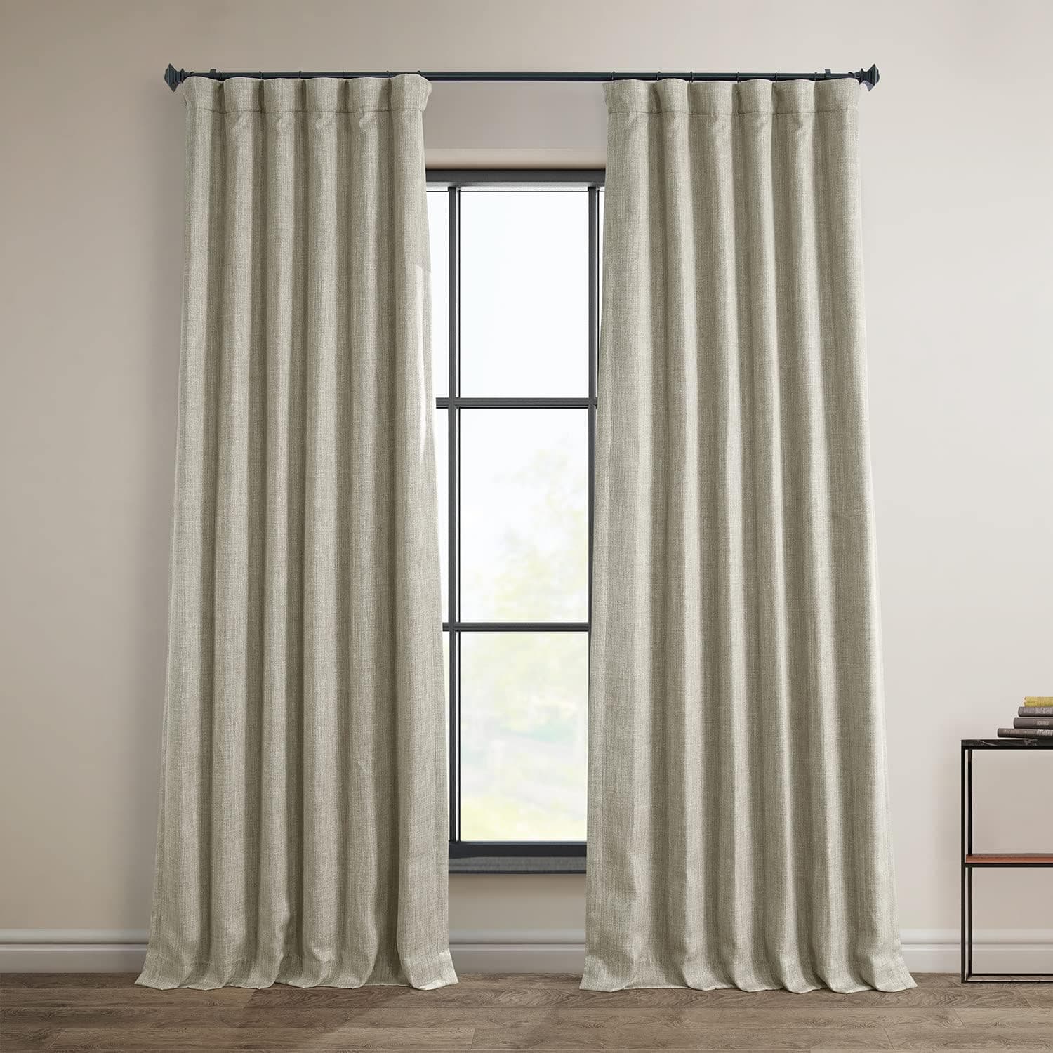 HPD Half Price Drapes BOCH-LN185-P Faux Linen Room Darkening Curtains for Bedroom (1 Panel), 50 X 120, Oatmeal