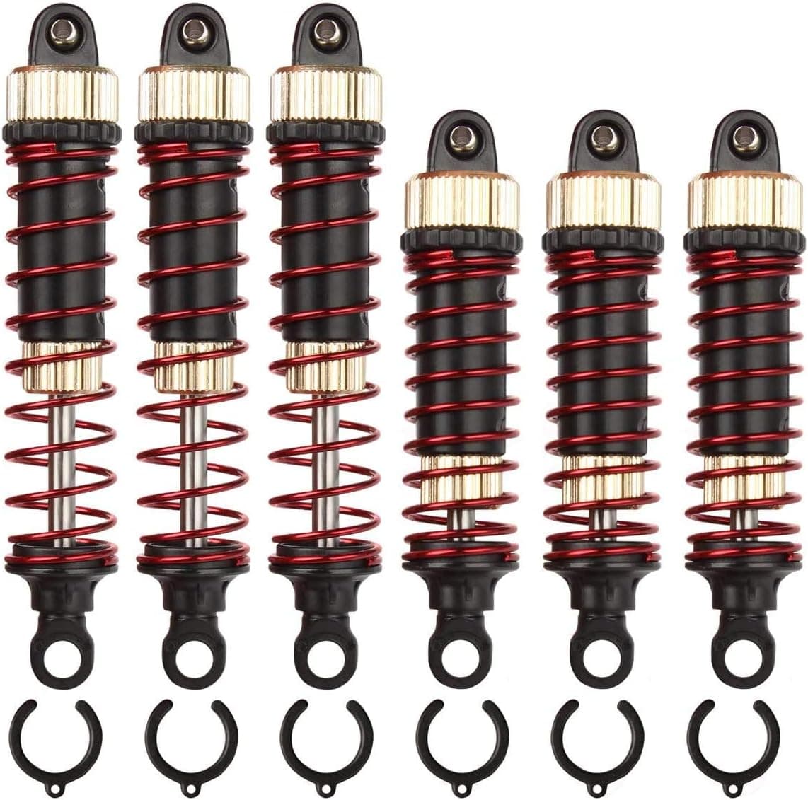 Soyee 6pcs Full Metal Oil Filled Shocks Aluminum Alloy Shock Absorber Dampers Assembled (Front and Rear) for S920/9125 RC Car -Red