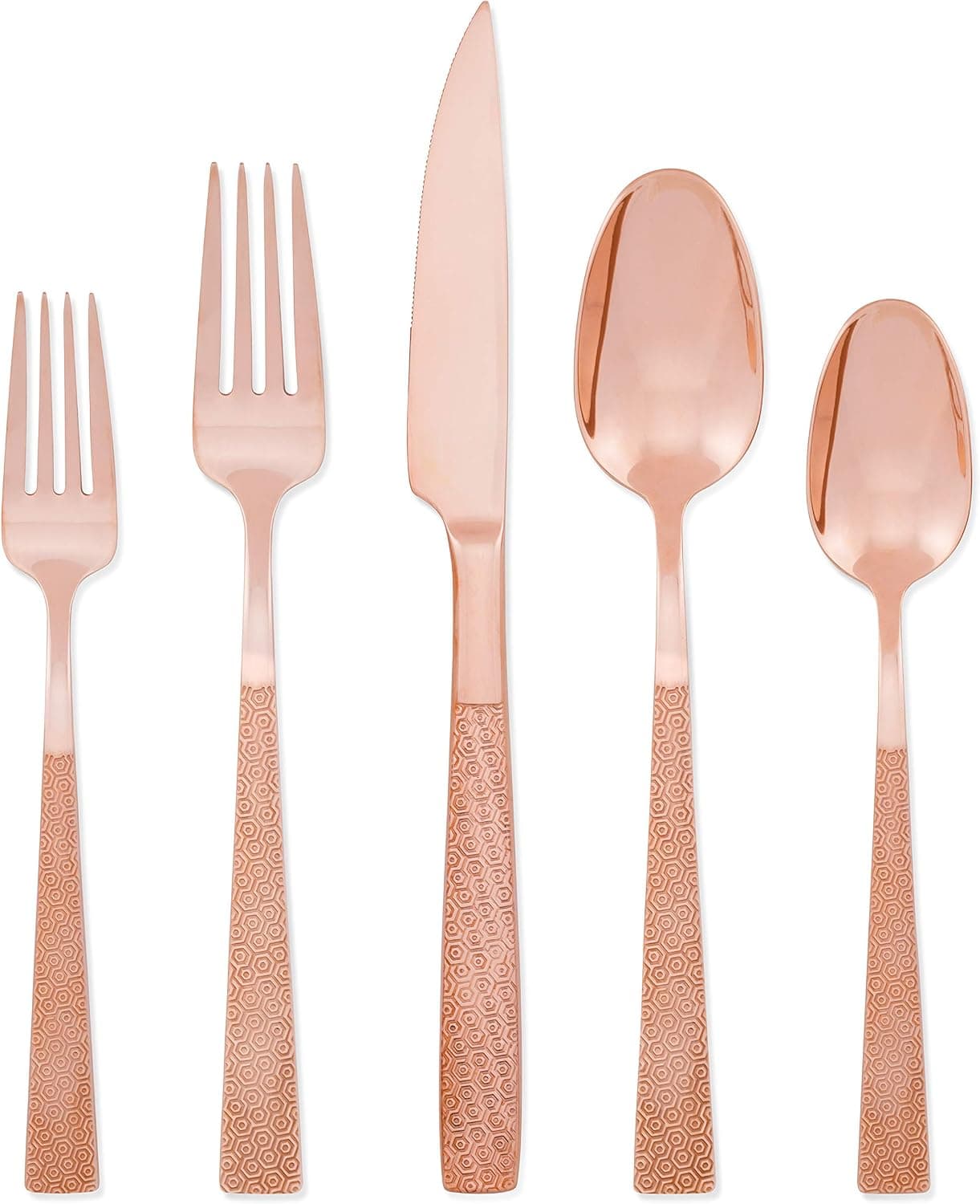 Argent Orfèvres Rose-20 Flatware Set, Service for 4, 18/10, 24kt, 20-Piece, Silver and Rose Gold