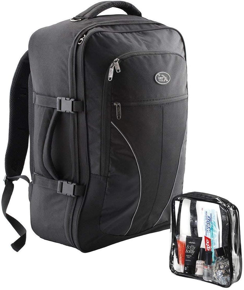 Cabin Max Palermo Carry-on luggage Cabin bag Detachable Toiletry Bag 44 litres (Black)