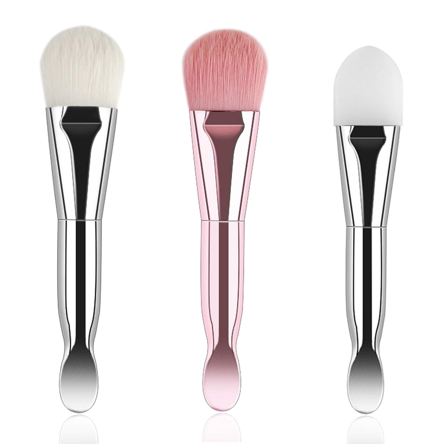 NIZJX Silicone Face Mask Applicator Double-Ended 3 Pcs Mask Applicator Tool Soft Facial Mask Brushes for Mud, Clay, Charcoal Mixed Mask, Soft Bristle Makeup Brush for Powdered Liquid Makeup