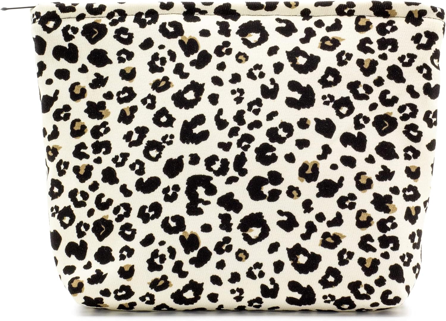 PAZIMIIK Makeup Bags for Purse Zipper Cosmetic Pouch Large Travel Canvas Make Up Organizer Tool Pouch for Women and Girls, Leopard Ivory