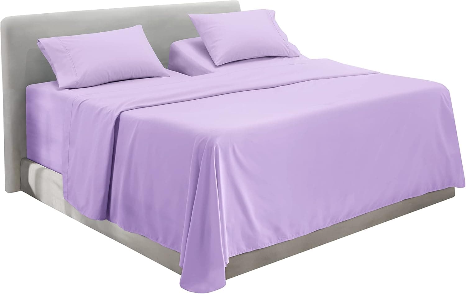 Hearth & Harbor Extra Deep Pocket 5-Piece Bed Sheets Set - Super Deep Fitted Sheet 18-24 inces Depth, Fits High Profile Mattresses with Toppers, Split King, Lavender