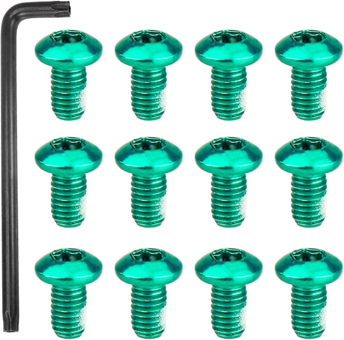 RUNGANG 12PCS Mountain Bike Bicycle Disc Brake Rotor Torx T25 Bolts M5 x 10mm Road Bike Disc Brake Rotor Screws - Green