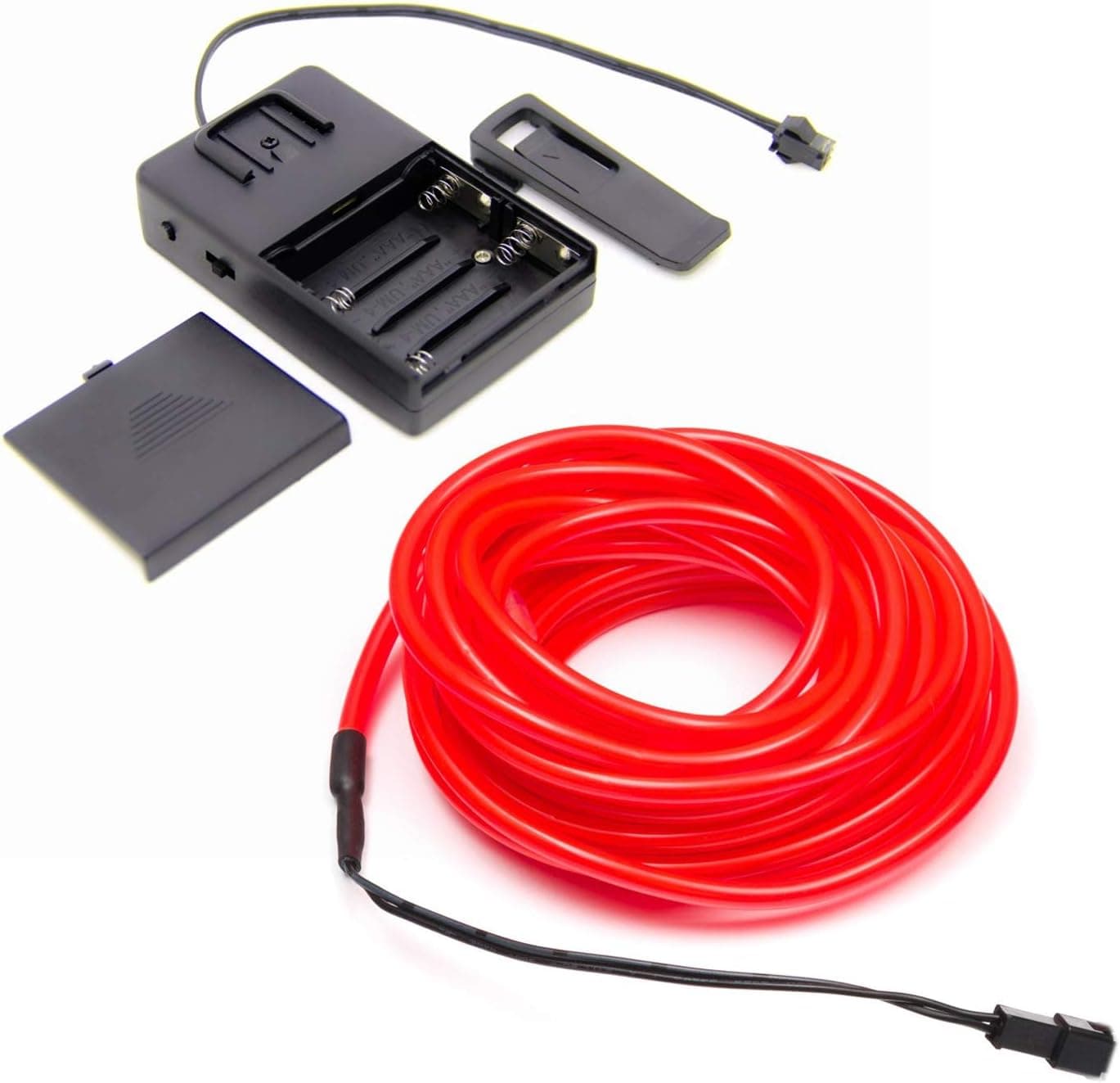 5m/16.4ft Extra Large 5.0 mm Thick - Red Neon LED Light Glow EL Wire - Powered by 6V - Sound Active - Craft Neon Wire String Light for DIY Project Costume Accessories Cosplay
