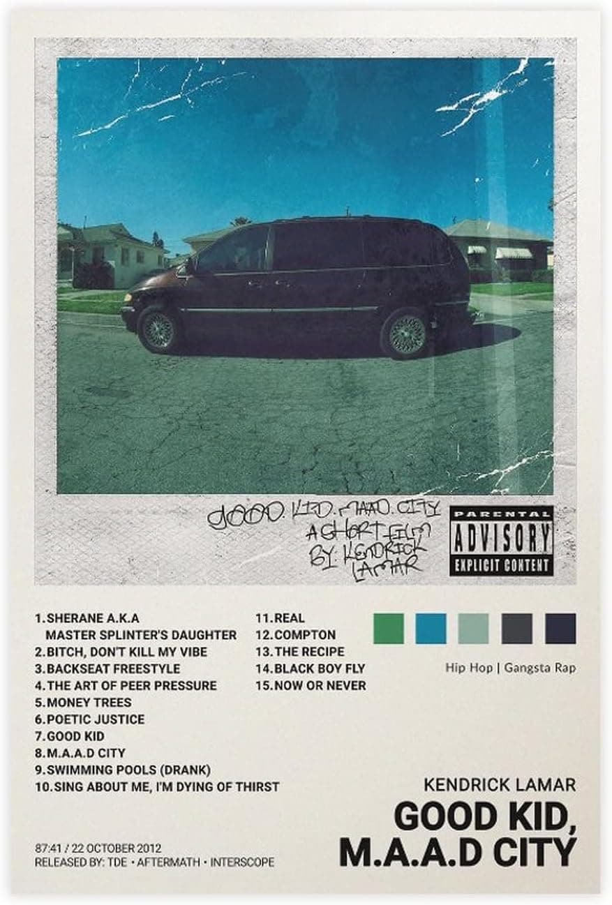 ZXETY Kendrick Poster GOOD KID, M.A.A.D CITY Poster Canvas Printed Poster Unframe:12x18inch(30x45cm)
