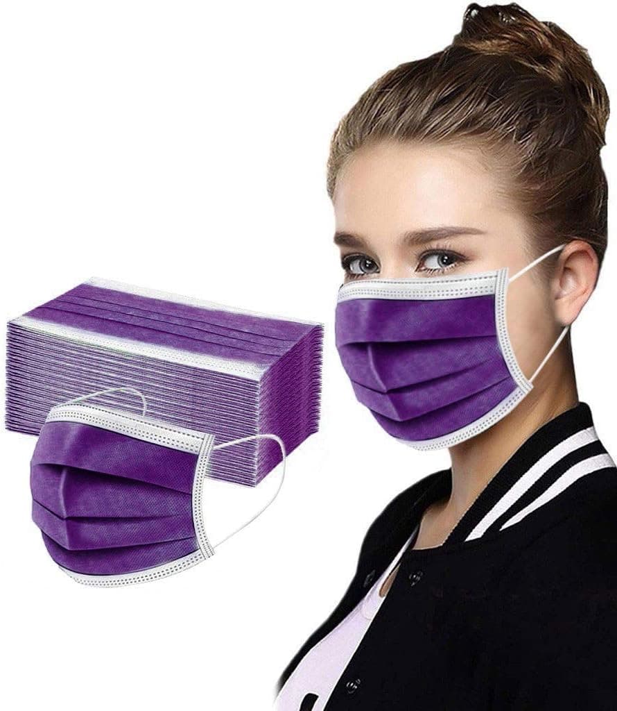 50 Pcs Disposable Cover Unisex Oral Protection 3-ply Filter Dustproof Cover, High Filtration and Ventilation Security, as shown (50pcs#Purple1)