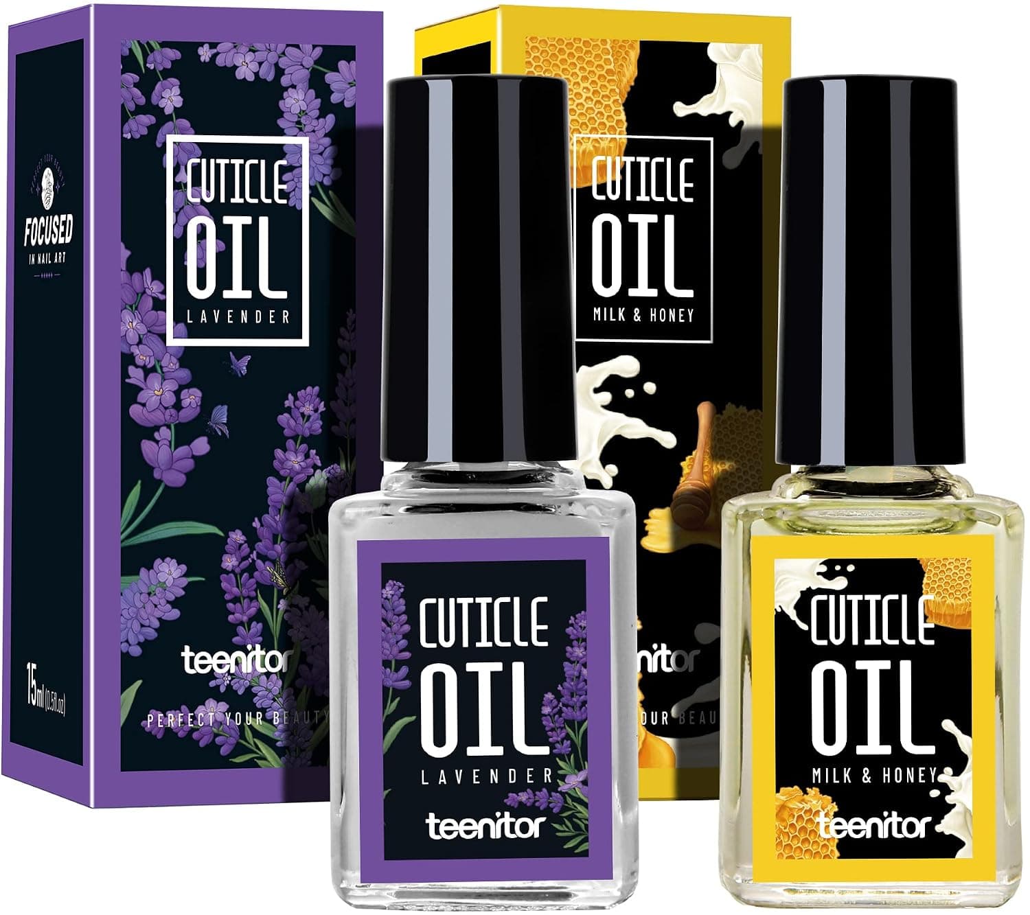 Teenitor Cuticle Revitalizing Oil, Milk and Honey Cuticle Oil and Lavender Cuticle Care Oil, Moisturize Cuticles and Strengthen Nails