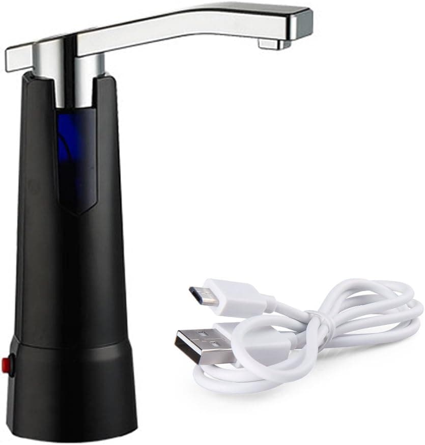 AerWo Electric Water Bottle Pump Dispenser with Rechargeable Battery Drinking Water Bottles Suction Unit Water Dispenser Kitchen Tools Black