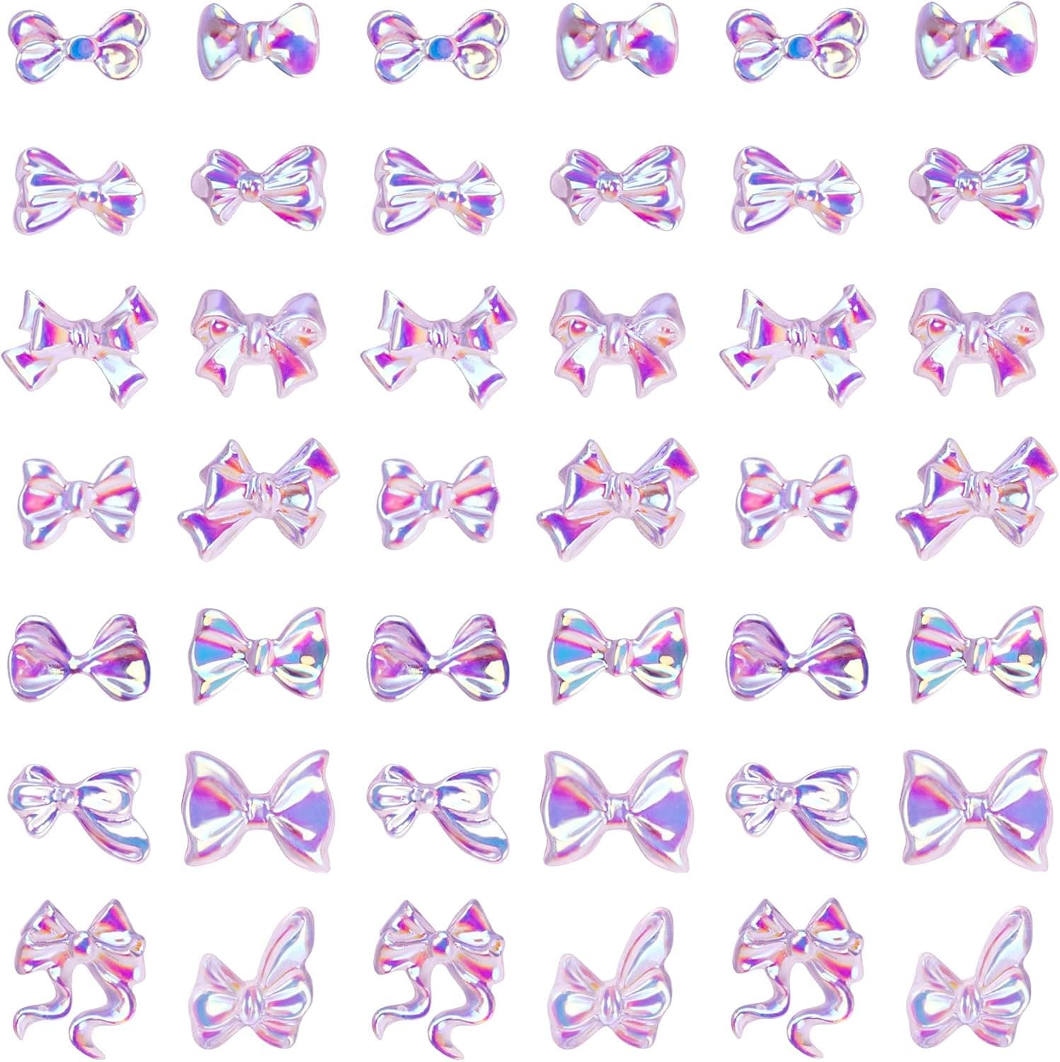 PAGOW 210pcs Bow Nail Decoration, 3D Nail Charm Decals Resin Crystal Stickers Accessories for Nail Art Design, DIY Jewels Supplies, Scrapbooking Craft (14 Styles, 15pcs/Design)
