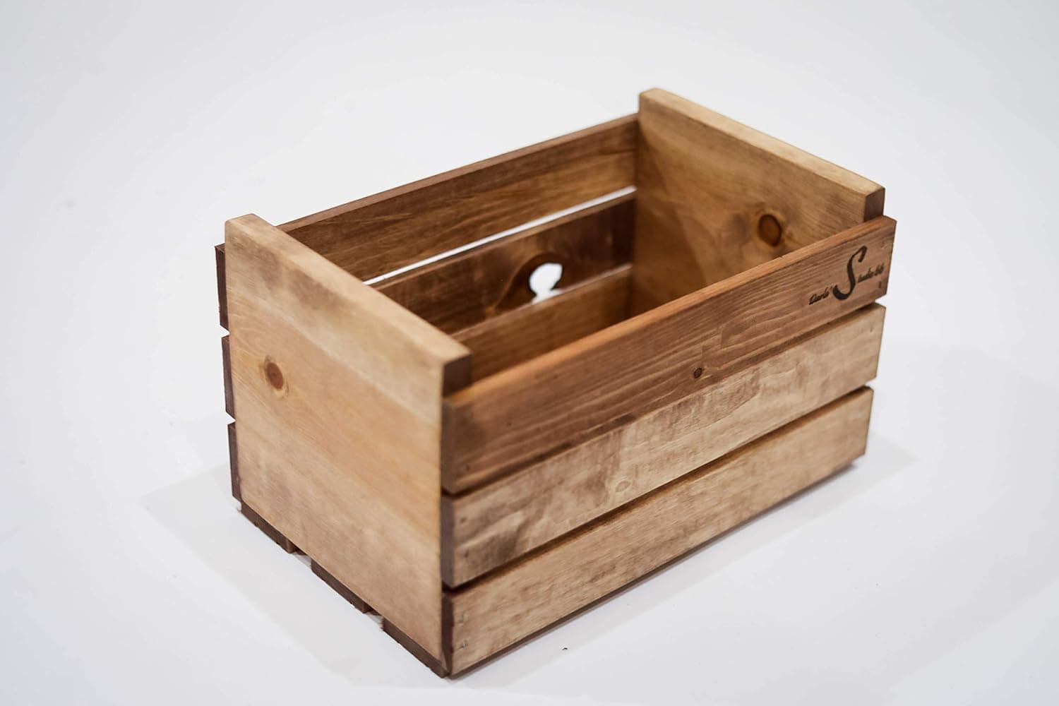 Darla'Studio 66 Cherry Stained 45 RPM Record Holder Wood Crate