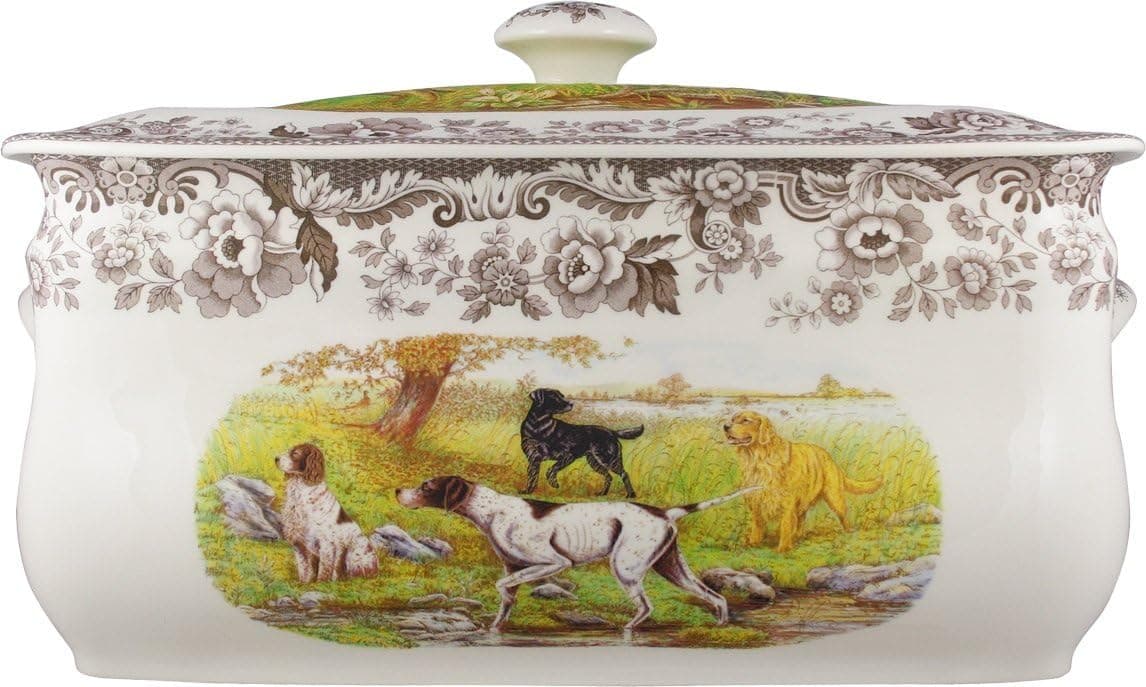 Spode Woodland Hunting Dogs 16-Inch by 8-1/2-Inch by 9-1/2-Inch Bread Bin, Hunting Dogs