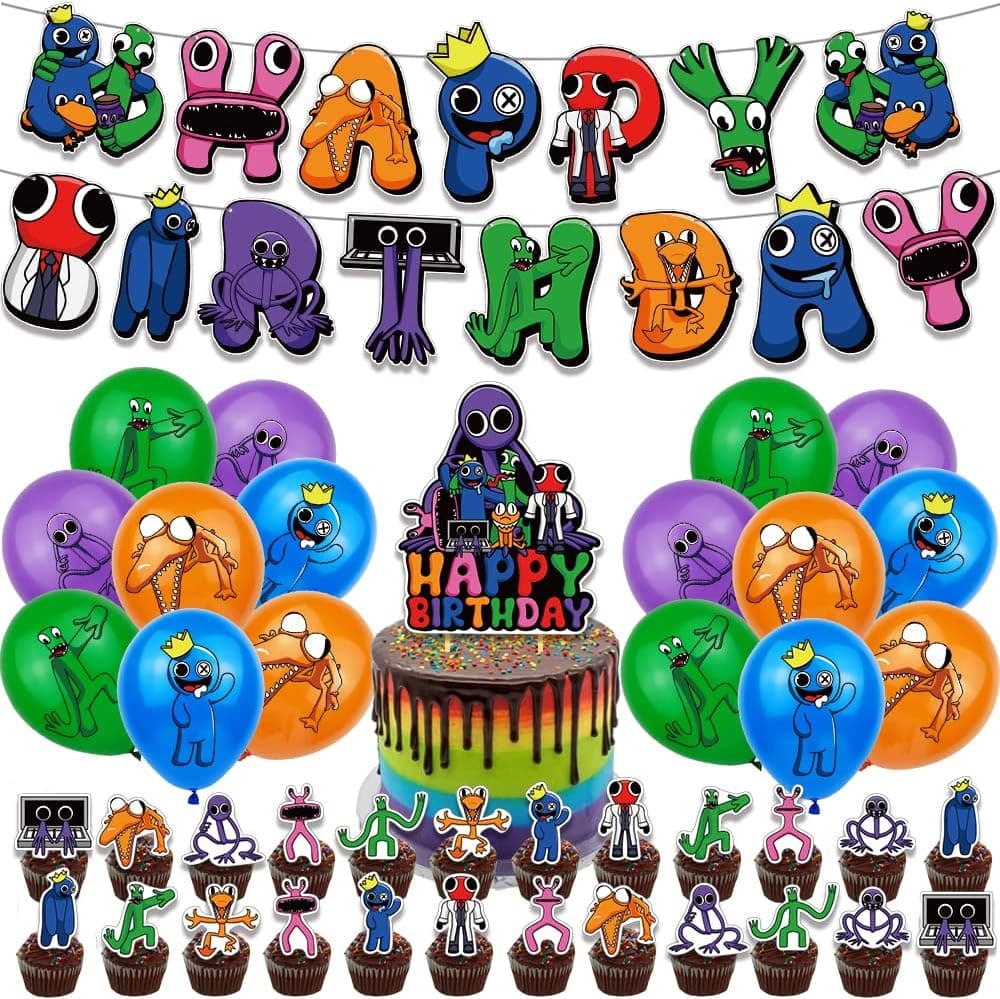 Cartoon Birthday Party Supplies Included Birthday Banner,Latex Balloons,Cake Topper,cupcaketoppers For Party Decoration