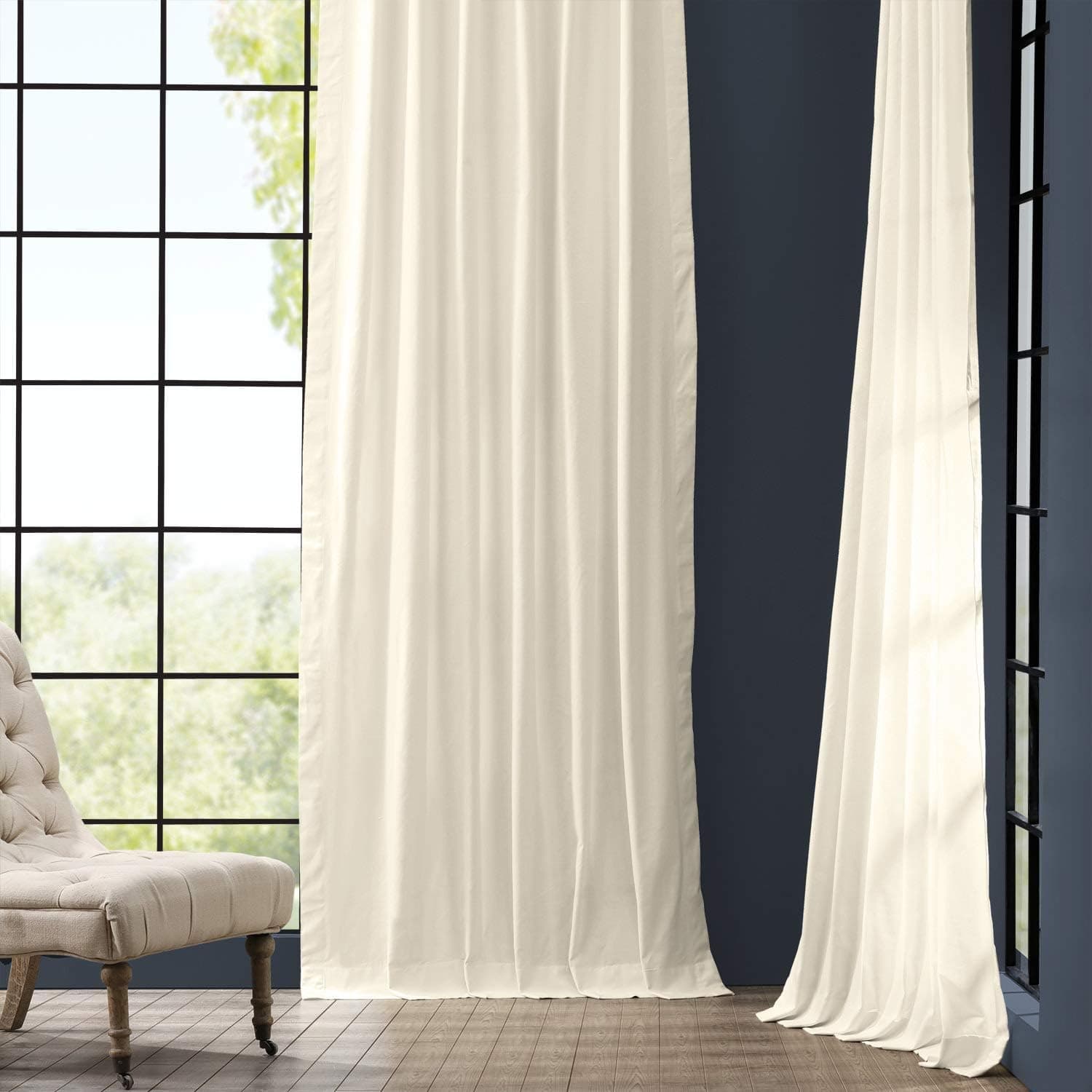 HPD Half Price Drapes PRCT-S01B-84 Solid Cotton Curtain (1 Panel), 50 X 84, Fresh Popcorn