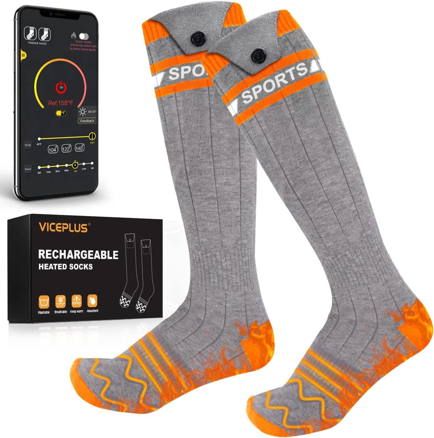 Heated Socks for Women Men 2023 Upgrade Electric Heated Socks 5000mAh Rechargeable Heating Socks APP Control Thermal Socks for Hunting Skiing Camping Outdoor