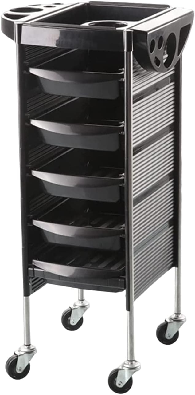 PRAKEITO Beauty Salon Rolling Trolley Cart with 5 Drawers for Stylist Hairdresser, Beauty Furniture Hair Styling Storage Station Color Tray
