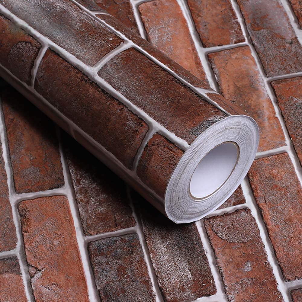 Thicken Brick Wallpaper Peel and Stick Red 15.7x118 Inches for Home Faux Brick Removable Wallpaper Self Adhesive for Home Decoration