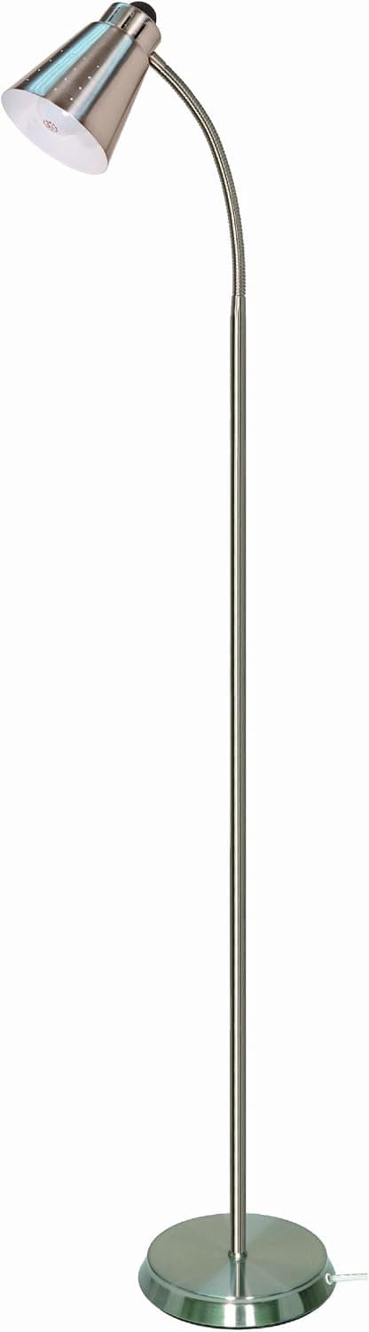 Satco Products 60/831 Goose Neck Floor Lamp, Brushed Nickel