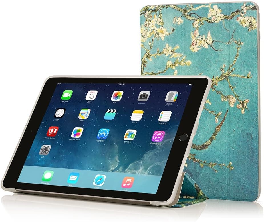 RUBAN Case for iPad 9.7 Inch 6th 5th Generation, Air 2/ Air 1 2018 2017 - Ultra Slim Lightweight Smart Cover with Anti-Scratch Non-Slip Flexible Soft TPU Back Cover with Auto Sleep/Wake (ABlossom)