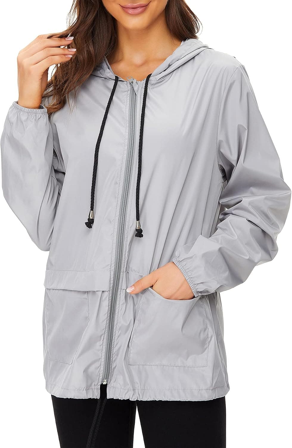 Zando Lightweight Rain Jacket Women Packable Raincoats for Adults Women Plus Size Rain Jackets for Women Waterproof