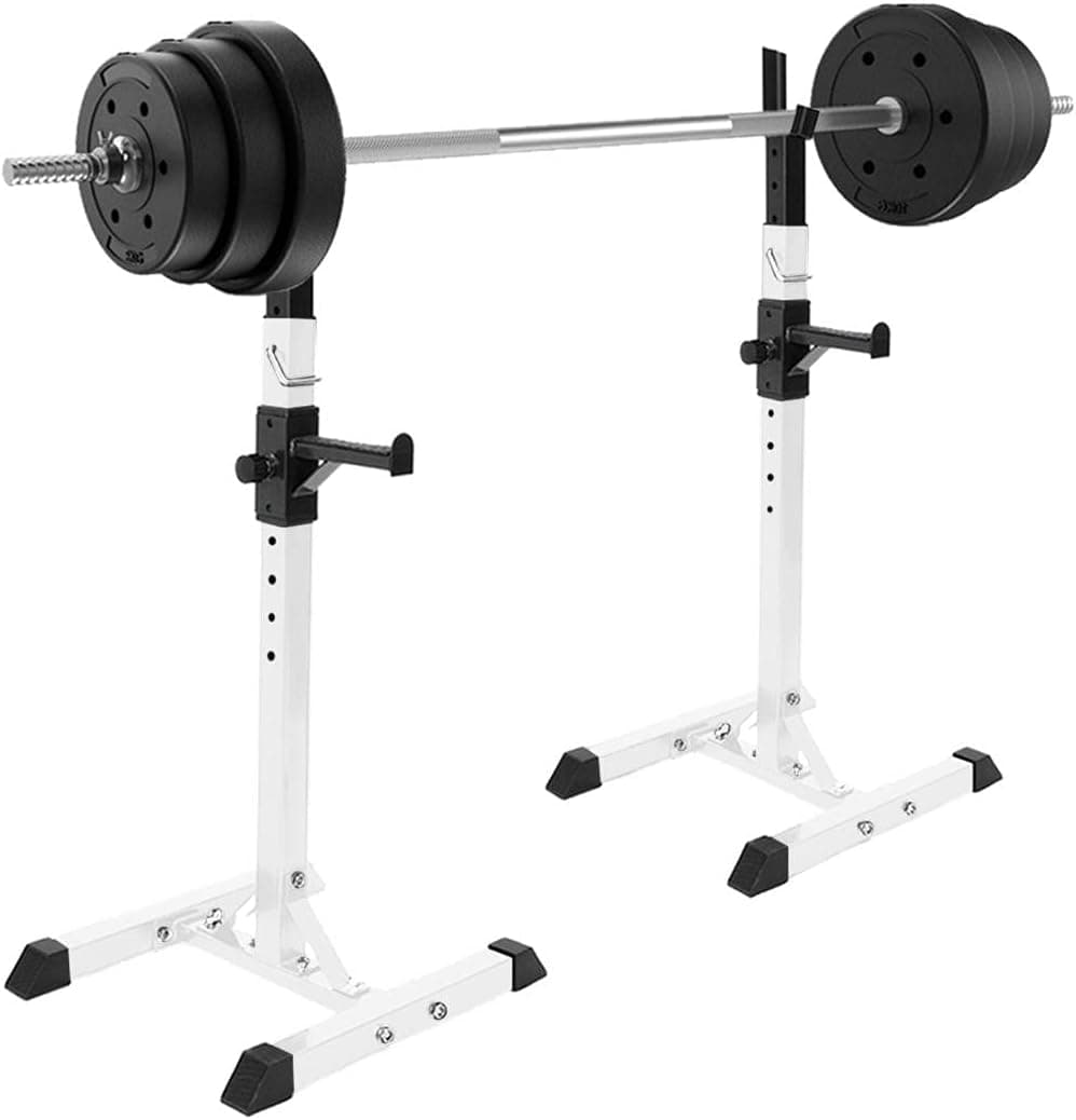 AT-X Pair of Adjustable Height [42-63 inches] Standard Squat Rack Stand, Portable Barbell Free-Press Bench [Just a Rack], Maximum Load 400 lbs [US Stock]