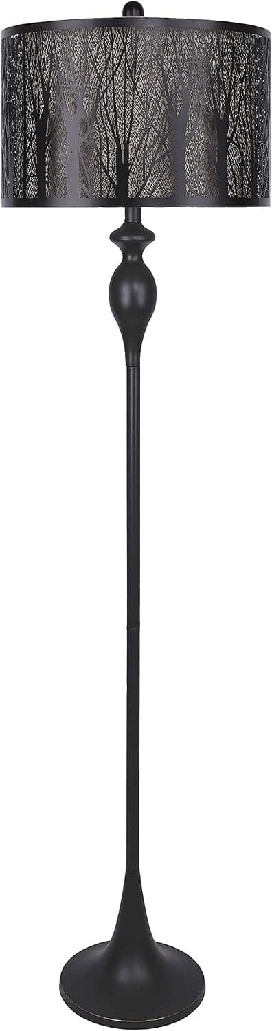Grandview Gallery 63" Oil-Rubbed Bronze Floor Lamp w/Forest-Themed Metal Shades