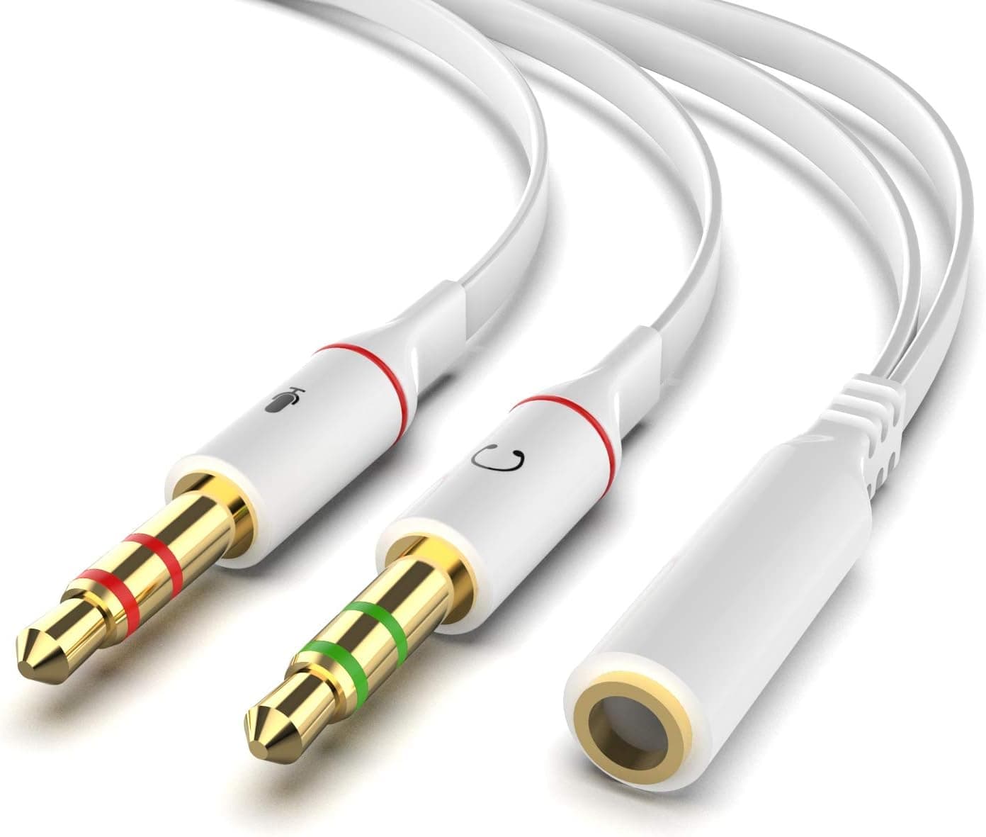 Maeline Headphone Splitter Adapter for PC 3.5mm Jack Headsets Adapter Convertors for PC 3.5mm Female with Headphone/Microphone Transform to 2 Dual 3.5mm Male for Computer Simultaneously Y 2 Pack White