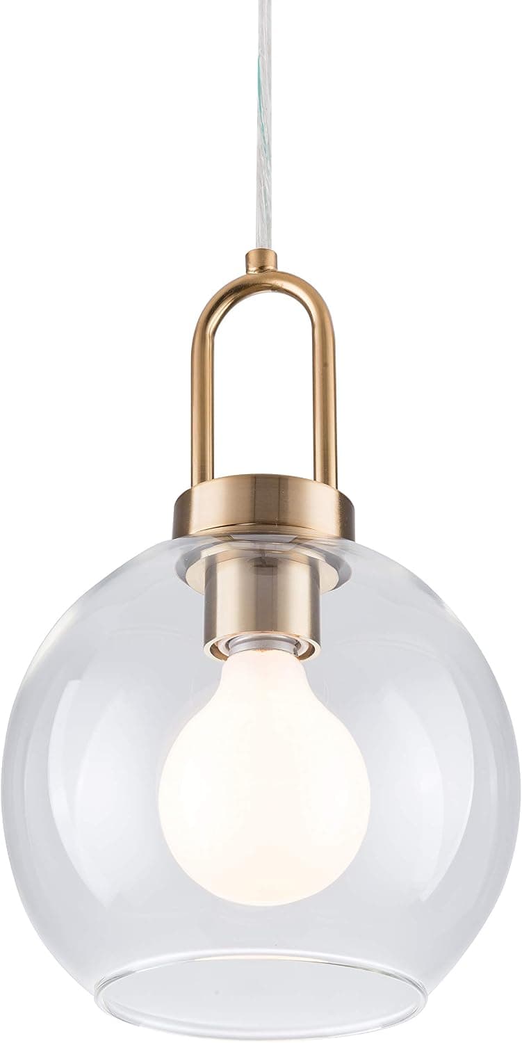 PAPAYA Globe Clear Glass Shade Chandeliers 1-Light Modern Kitchen Mini Pendant Light Fixture Gold Ceiling Lamp