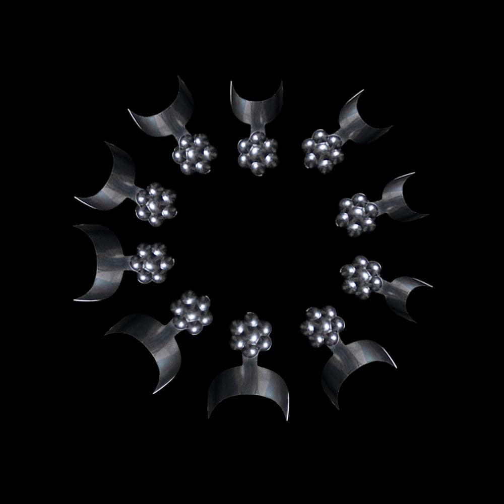 Geisofu 500PCS French Short False Nails, Acrylic False Nail Art Tips Finger Sticker Extension Tool，10 Sizes (White) (Black)