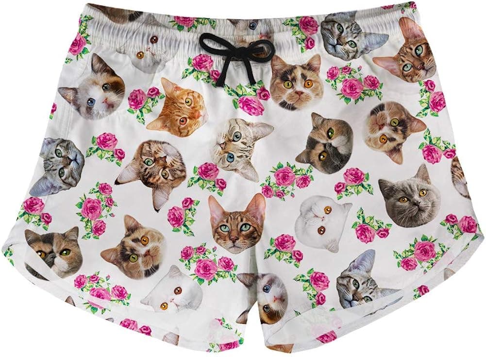 Womens 3D Butterfly Print Swim Trunks Quick Dry Summer Underwear Surf Beach Shorts Elastic Waist with Pocket Drawstring