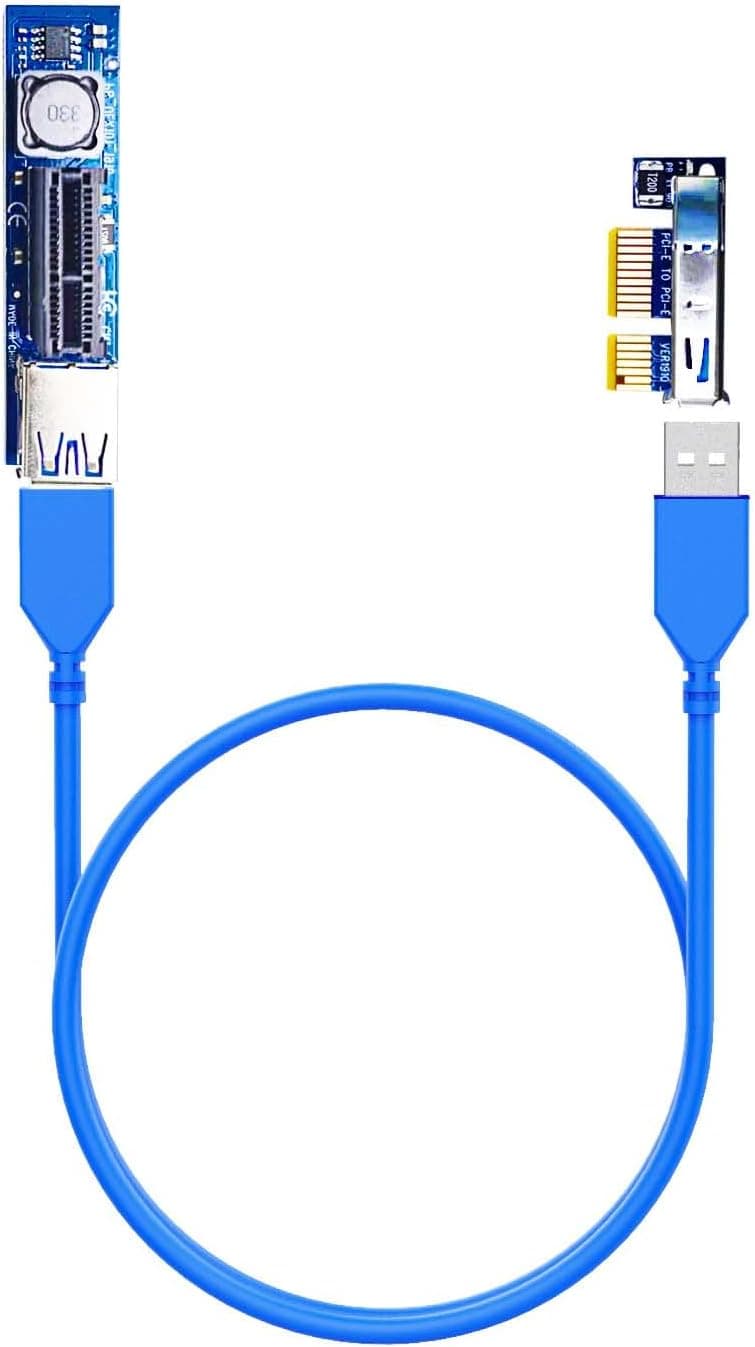 GLOTRENDS PCIe 3.0 X1 Extension Cable (23.6 Inch/60cm) to Extend PCIe X1 Slot Covered by Oversized GPU, for PCIe WiFi Card, M.2 PCIe X1 Card, Firewire Card, USB PCIe Card, Sound Card, etc