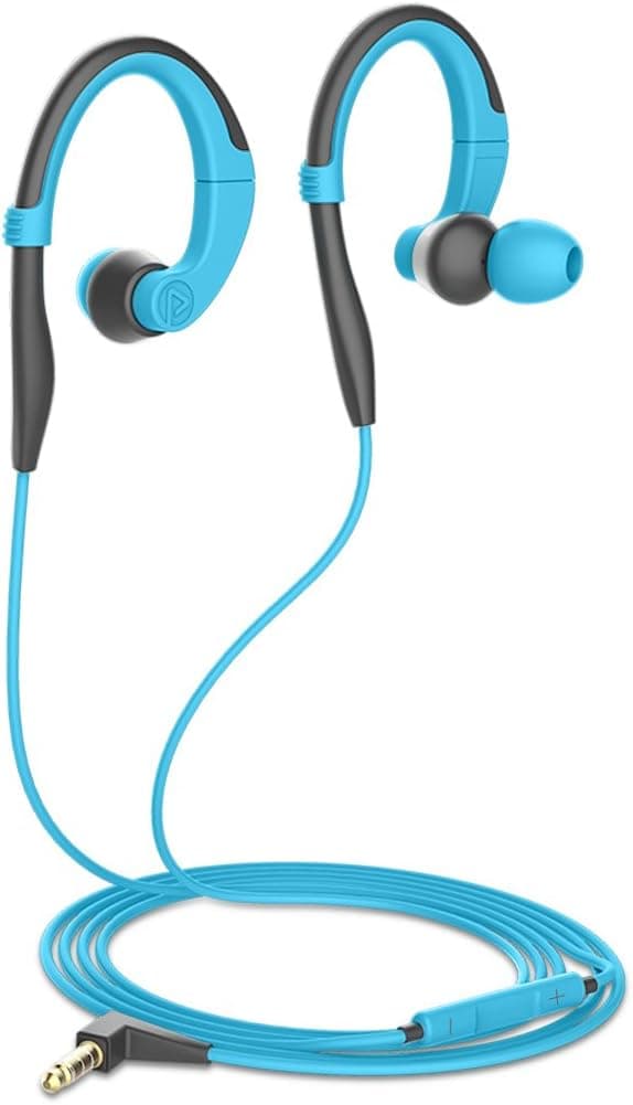 PISEN Sports Headphones, Ear-Hook Headset Waterproof HD Stereo Earphones Noise Cancelling in-line Control Earbuds Microphone Earpiece for Gym Jogging Running Cycling for iPhone 6/6s iPad iPod Samsung