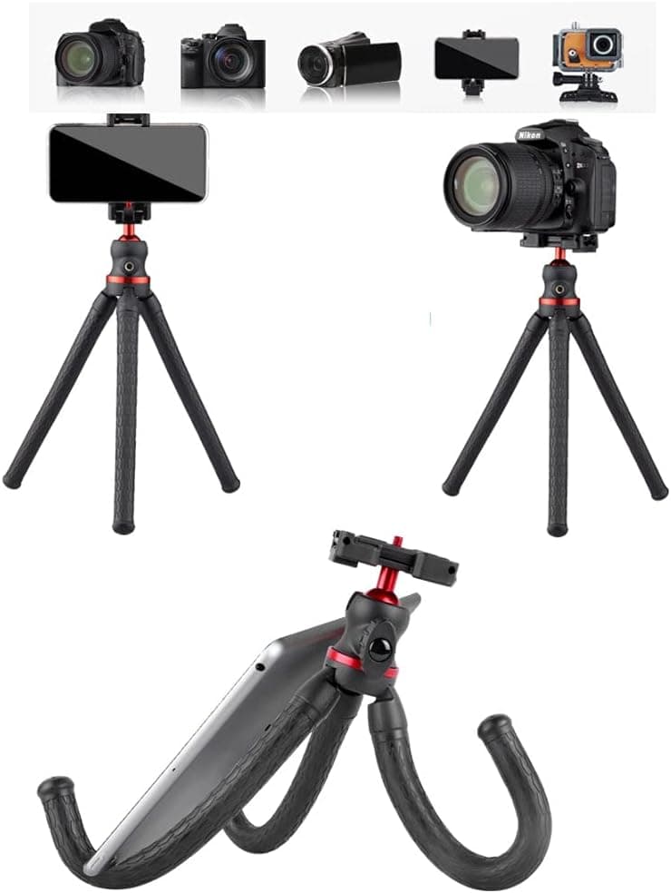 Tripod for ipad and Mobile Phone Tripod, Small Tripod Flexible Mobile iPhone Tripod with Height Adjustable, Compatible with Phone/Ipad/Camera/GoPro Can be Used for YouTube & TikTok