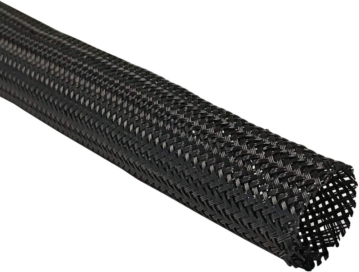 Electriduct 1/4" Industrial Fray Resistant Braid Sleeving Expandable Flexible Cable Mesh Sleeve - 25 Feet - Black