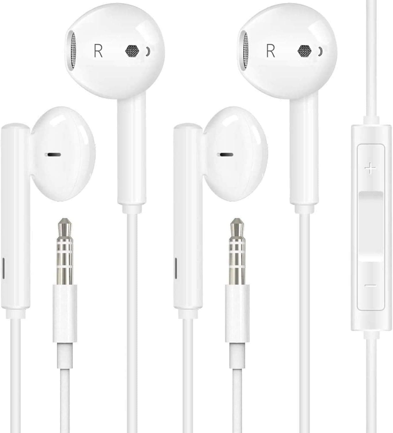 2 Pack Apple Earbuds [Apple MFi Certified] Headphones Earphones with 3.5mm Wired in Ear Headphone Plug(Built-in Microphone & Volume Control) Compatible with iPhone,iPad,iPod,PC,MP3/4,Android -White