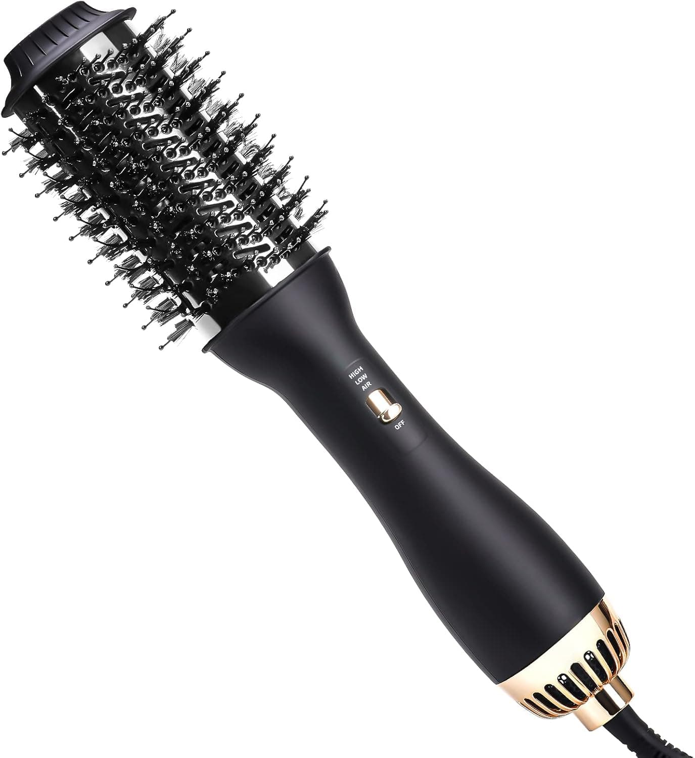 VASONNI Hair Dryer Brush Hot Air Blow Dryer Brush in One for Women Ceramic Coated Hot Air Brush for All Hair Types 58mm Oval Shape (Black Gold)