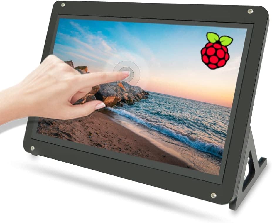 TeNizo Upgraded! 7inch IPS Touchscreen Monitor with Case, 1024x600 HD Screen Capacitive Touch Display for Raspberry Pi 4/3/2, Plug-n-Play for Windows Mac, Brightness Adjustable, Drive Free
