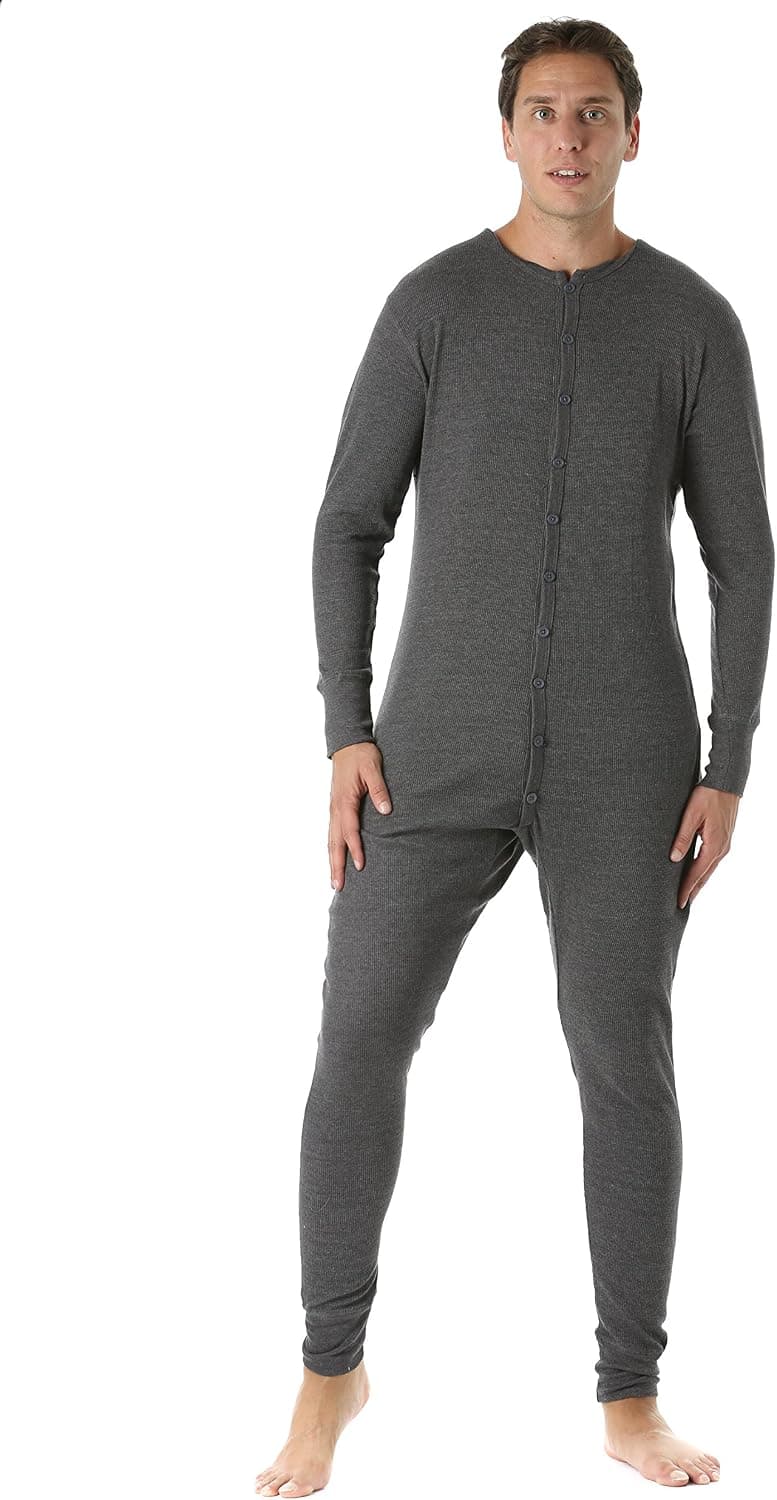 #followme Men's Solid Thermal Henley Adult Onesie