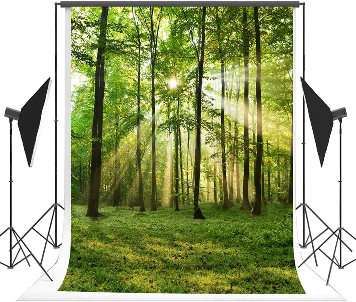 5x7ft Green Spring Backdrops Photography Forest Grassland Sunlight Photo Studio Background