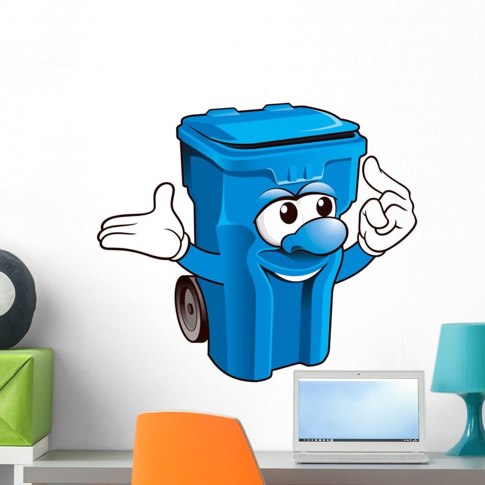 Wallmonkeys Wheelie Bin Wall Decal Peel and Stick Graphic WM125206 (24 in W x 21 in H)